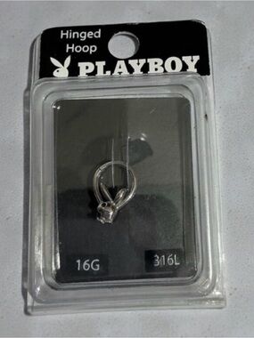 Silver Playboy Bunny 16 Gauge Hinged Hoop